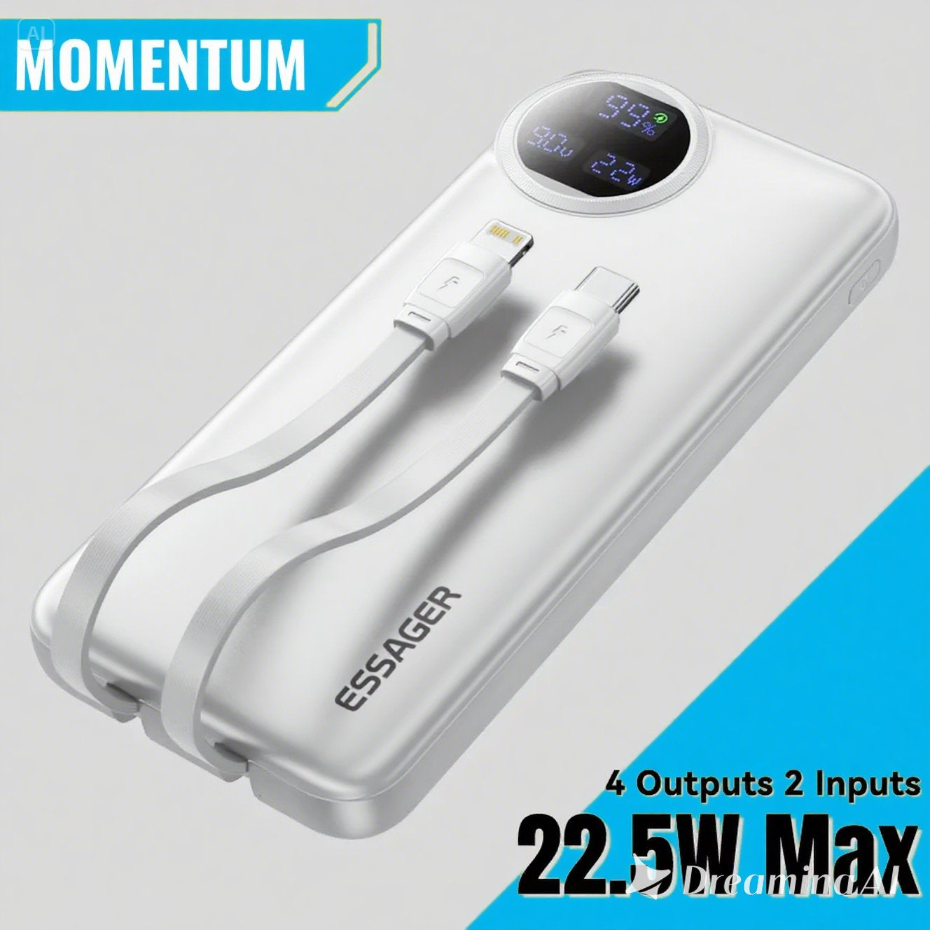 Power Bank 20000 mAh Con Cables IPhone y Android Incorporados
