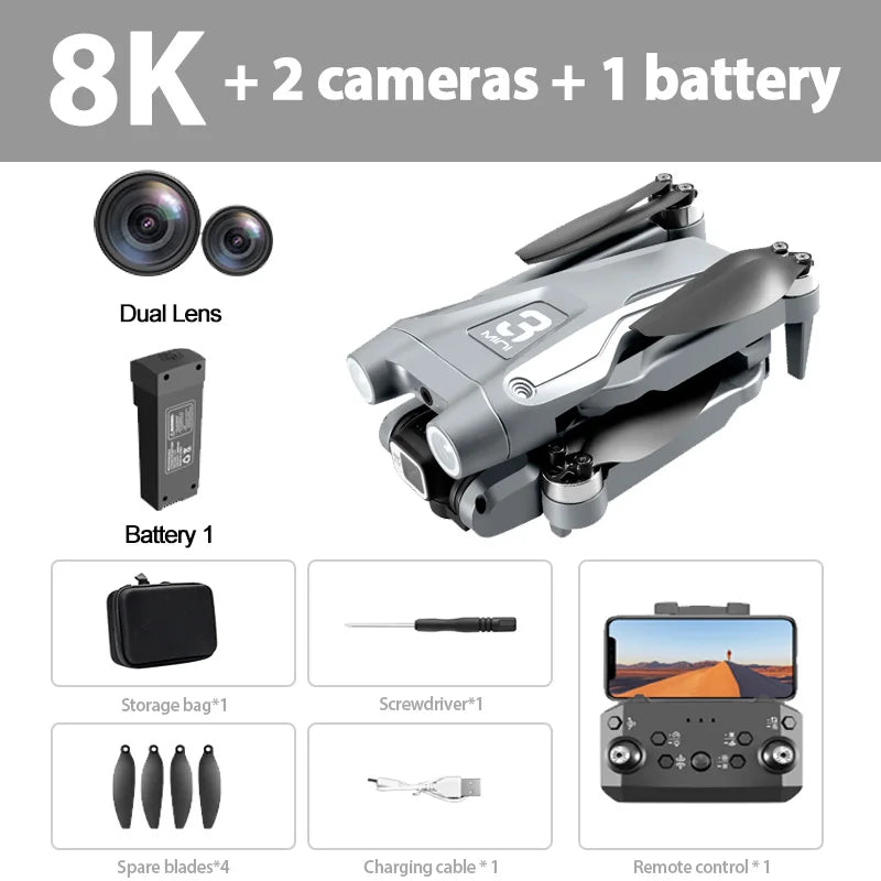 Dron Profesional de Doble Cámara 8K