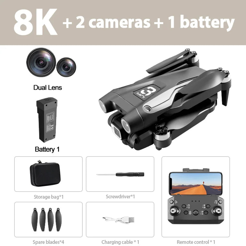 Dron Profesional de Doble Cámara 8K