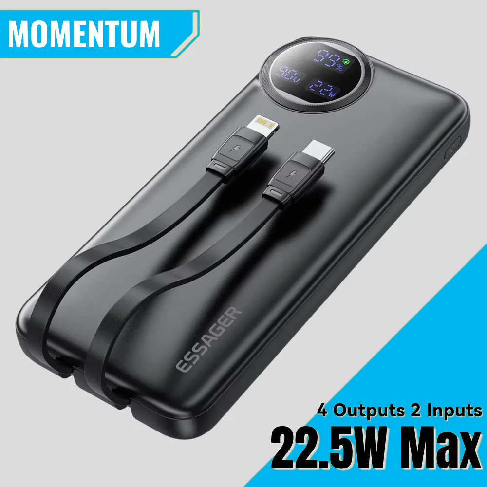 Power Bank 20000 mAh Con Cables IPhone y Android Incorporados