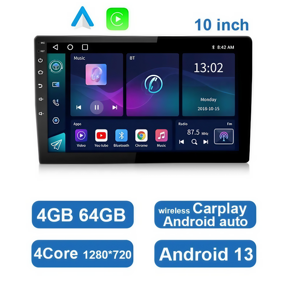 Radio Multimedia Coche 10" 4GB + 64GB
