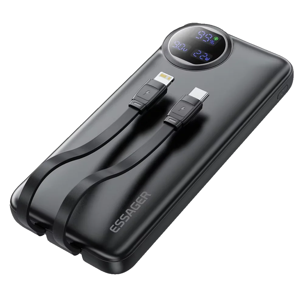 Power Bank 20000 mAh Con Cables IPhone y Android Incorporados